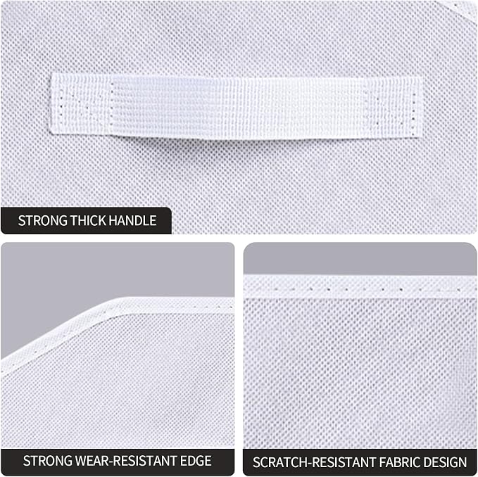 Homsorout Closet Baskets for Shelves Trapezoid - Decorative Storage Baskets with Handle, Closet Bins for Organization, Shelf Storage Bins for Clothes, Books, Home, Office, 3 pack, White