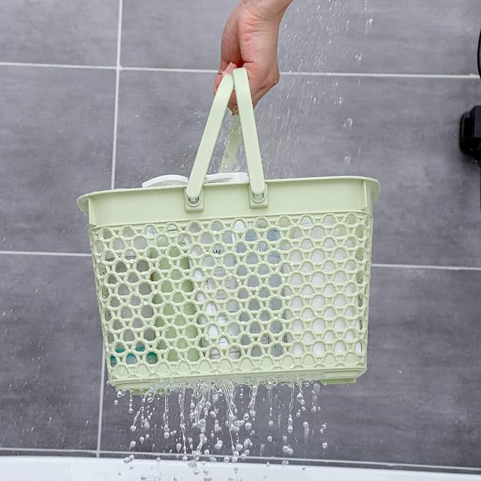 Anyoifax Portable Shower Caddy Basket Plastic Cleaning Tote with Handles Large Storage Organizer Bin for Bathroom, College Dorm, Pantry, Kitchen - Green