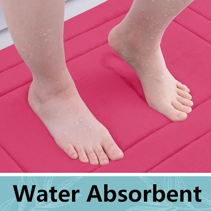 Arotive Memory Foam Bathroom Rug Mat 59x24, Ultra Soft and Absorbent Bath Mat, Machine Wash Dry, Comfortable Bath Rug Carpet for Bathroom Floor, Tub and Shower, Deep Pink