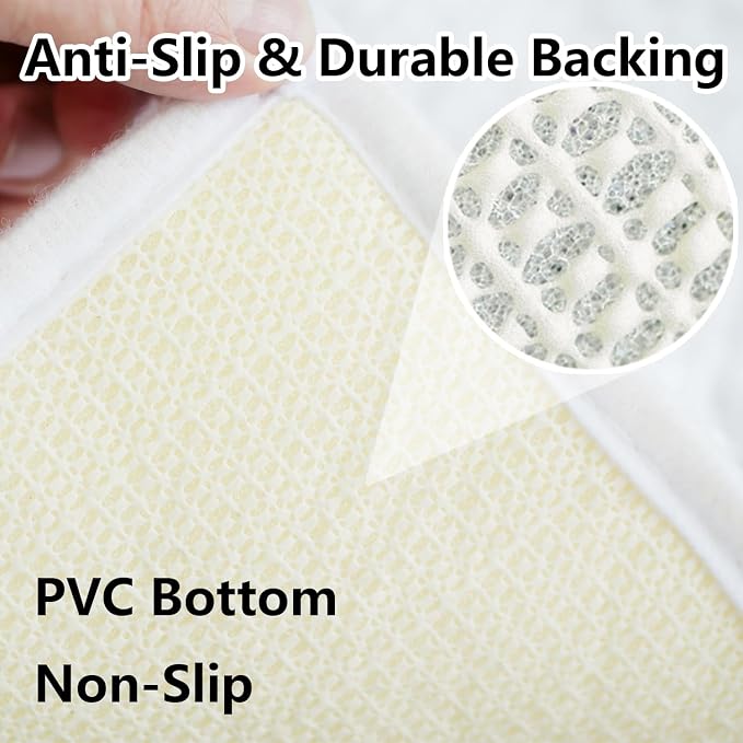 BOANKODU White Bathroom Rugs Sets 2 Piece, Soft Chenille Bath Mat Absorbent Bathroom Rug, Bathroom Mat with PVC Non-Slip Bottom, Machine Washable Bath Rugs (32x20 Inch + 24x16 Inch, White)