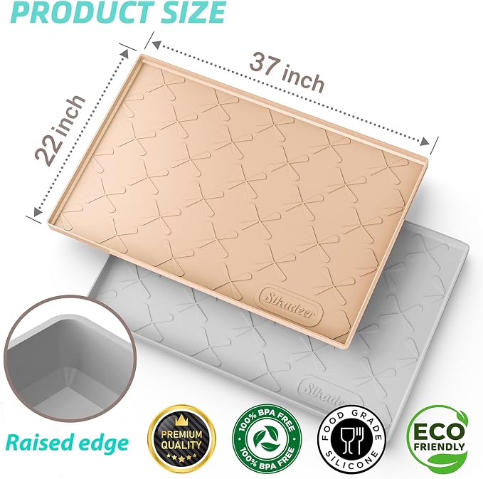SIKADEER 37" x 22" Under Sink Mat Waterproof, Silicone Mat Kitchen Drawer Shelf and Cabinet Liner, Sink Protector for Kitchen Organizers and Storage, Boot Tray Pet Food Mats