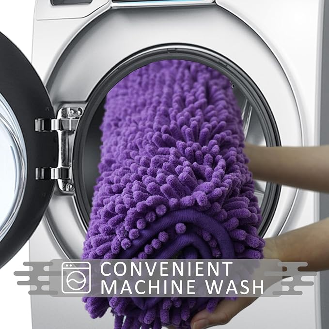 Bathroom Rugs Sets 3 Piece Non Slip,Bath Rugs with PVC Backing Bath Carpet,Bathroom Rug Washable,Absorbent,Plush Carpet Mats,Bath Mats for Bedroom, Kitchen,Tub,Home Decor (Purple)