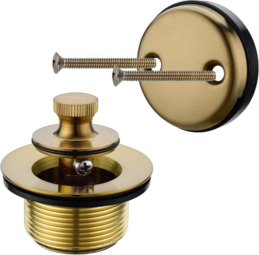 Brass Bathtub Drain Kit, Lift and Turn Tub Drain Kit with Two-Hole Tub Overflow Faceplate, Champagne Bronze