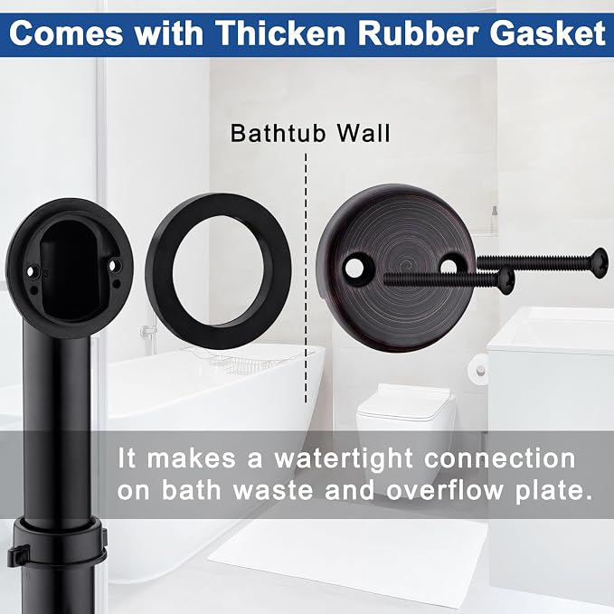 Brass Bathtub Drain Kit, Lift and Turn Tub Drain Kit with 2-Hole Tub Overflow Faceplate, Oil Rubbed Bronze/ORB