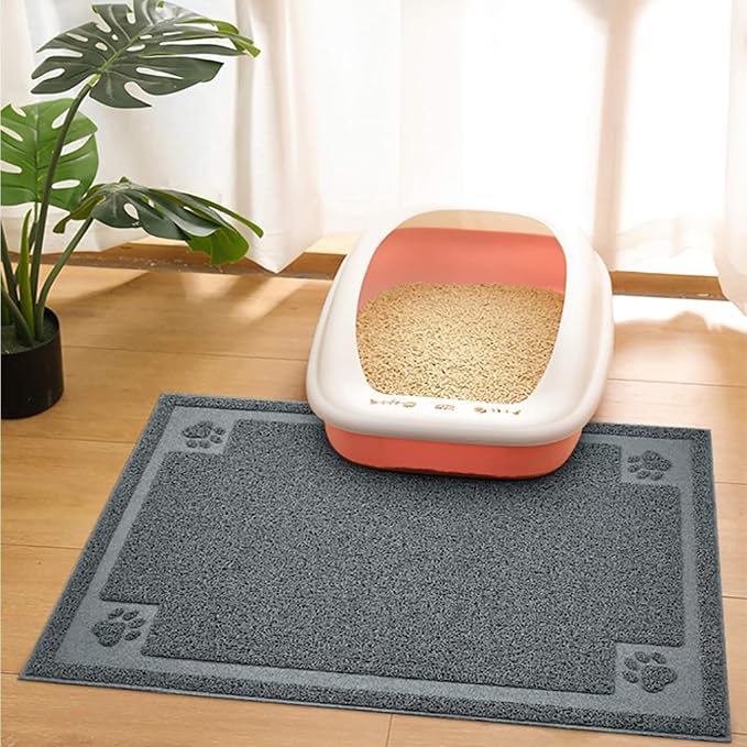 UPSKY Large Cat Litter Mat Trapper 35"×23", Waterproof, Non-Slip, Gray | Large Litter Box Mat, Foldable Trapping Mat, Anti-slip Design, For Cat Litter Boxes and Sensitive Paws, Easy to Clean