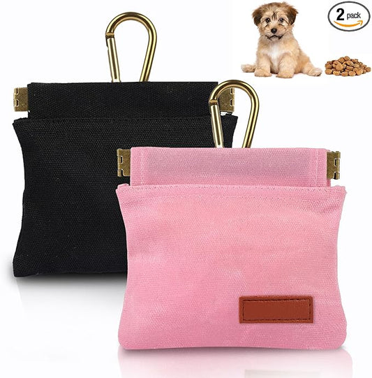 2Pcs Hands Free Dog Treat Pouches for Training, Walking and Outdoor Use | Dog Treat Bag with Carabiner, Hands Free, Auto Closing Pet Treat Pouch for Training,Walking, Hiking
