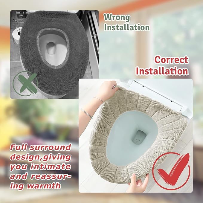 Legigo 5 Pack Toilet Seat Cover, Soft Toilet Seat Warmer Pads for Bathroom | Warmth, Comfort & Easy to Install, Toilet Seat Cushion Covers, Washable and Stretchable