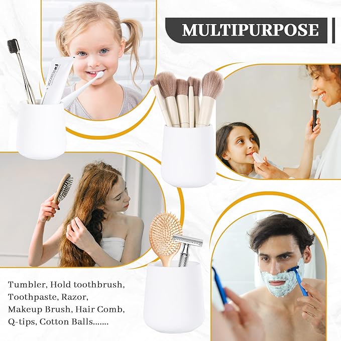 BosilunLife Ceramic Bathroom Accessories Set 3 Pcs | Foaming Soap Dispenser and Toothbrush Holder with Tray, Modern Farmhouse Vanity Decor, White Housewarming Gift