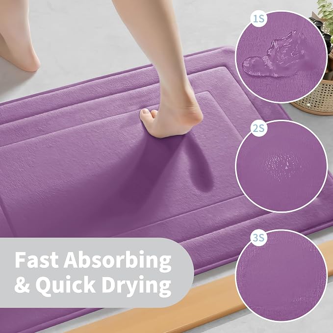 Cupic Cupid Memory Foam Bath Mat 24"×36", Non Slip Bathroom Rugs, Purple | Soft Touch, Cushioned Comfort, Non Slip Bathroom Mat, Super Absorbent & Quick Dry, Machine Washable for Shower, Tub & Vanity