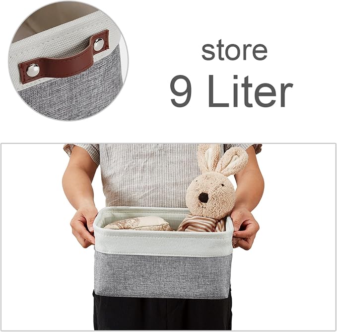 DECOMOMO Small Storage Basket, Closet Storage Bins, Baskets for Organizing Shelves (Grey & White, Small - 6 Pack)