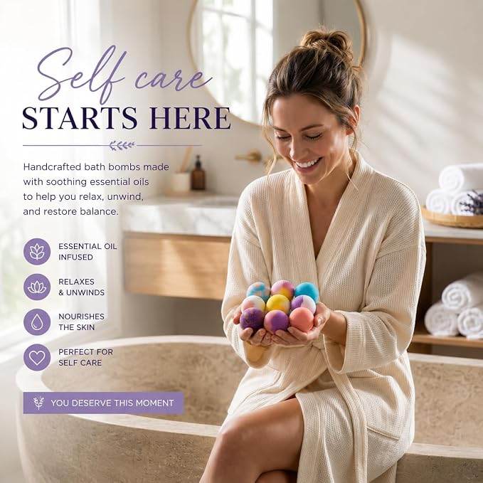 EvolutionUSA 9 Refresh Bath Bombs for Women – Fun Bath Bombs Mini Sized, Fun Womens Gift for Mother’s Day, Easter, Valentines, Birthday or Self Care, Organic Bathbombs Kids & Women, Bath Fun
