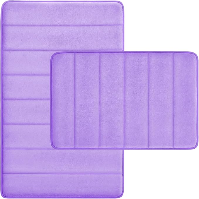 Lavender Bathroom Rugs Set 2 Piece Memory Foam Bath Non-Slip Bath Mat,Washable Room Mats,Absorbent Shaggy Rugs Super Soft Kitchen Mats, Carpets for Bathroom,Tub,Shower Home Decor