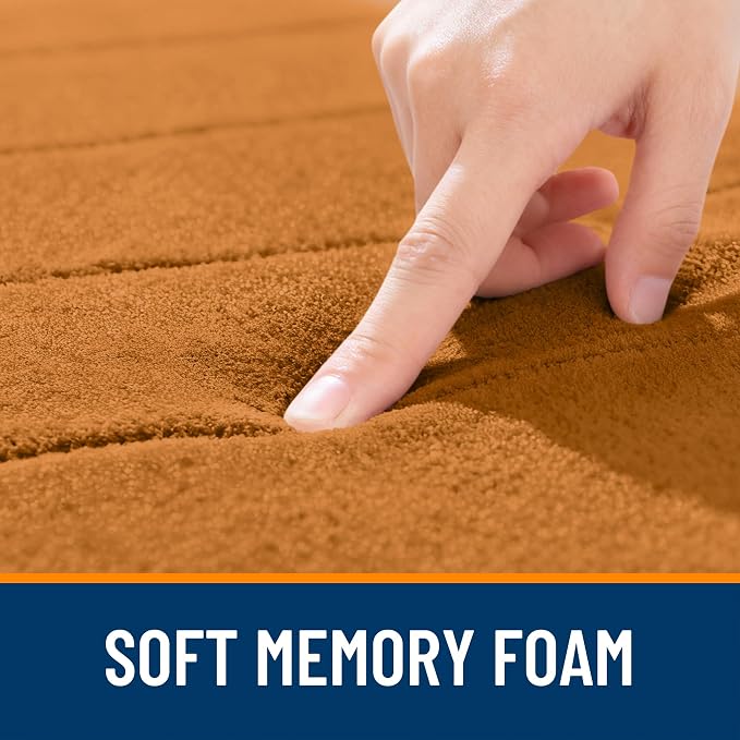 OLANLY Memory Foam Bath Mat 36x24, Super Soft and Absorbent Bathroom Rugs | Ochre, Quick Dry Bath Rug, Machine Washable Shower Floor Mats, Bathmat Carpet for Bathroom Floor, Tub and Shower