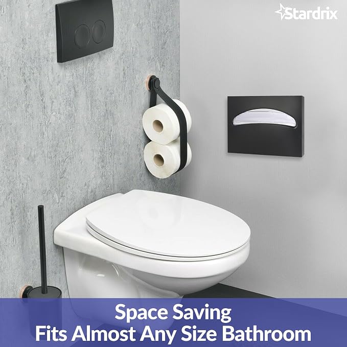 Stardrix Stainless Steel Toilet Seat Cover Dispenser, Wall Mount Single or 1/2 Fold Large Capacity Toilet Seat Covers Holder for Commercial and Residential, Matt Black