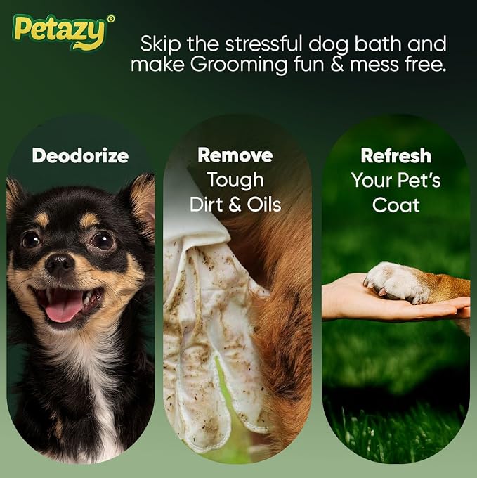 Pet Glove Wipes for Dogs & Cats - Paws, Ears & Butt Cleaning, 2x25pk | Lavender, Grooming Glove, Deodorizing, Tear-Resistant, Thick, Hypoallergenic, Aloe & Coconut Oil for sensitive skin, No Rinse