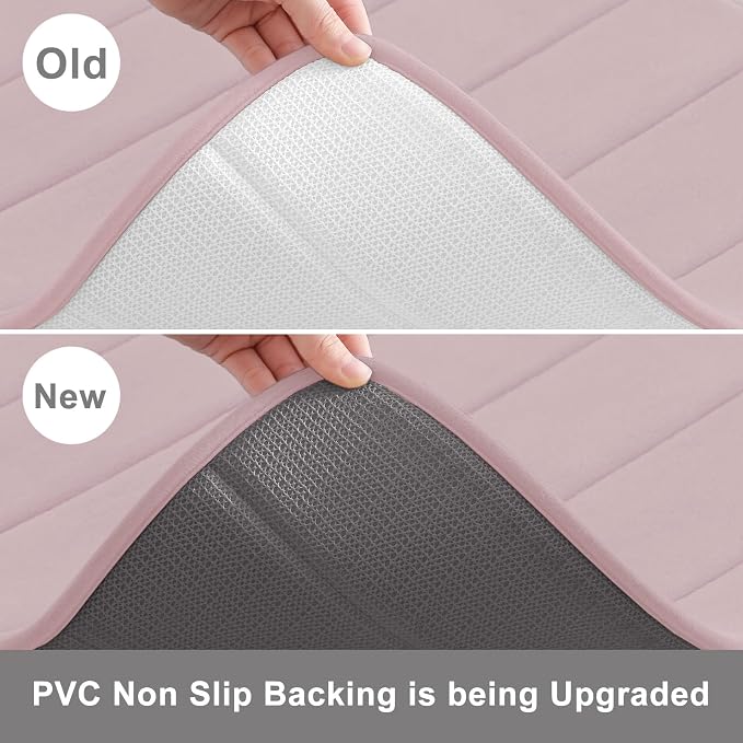 Buganda Memory Foam Bath Mat 44 x 24, Ultra Soft Absorbent Bathroom Rugs | Peach, Machine Washable Quick Dry Bath Mats for Bathroom Floor, Shower and Tub, Home Decor Accessories