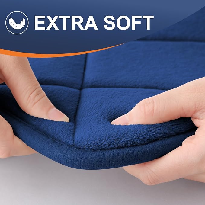 OLANLY Memory Foam Bath Mat 59x34, Ultra Soft and Absorbent Bathroom Rugs | Navy, Quick Dry, Machine Washable Shower Bath Rugs, Comfortable Bath Carpet for Bathroom Floor, Tub and Shower