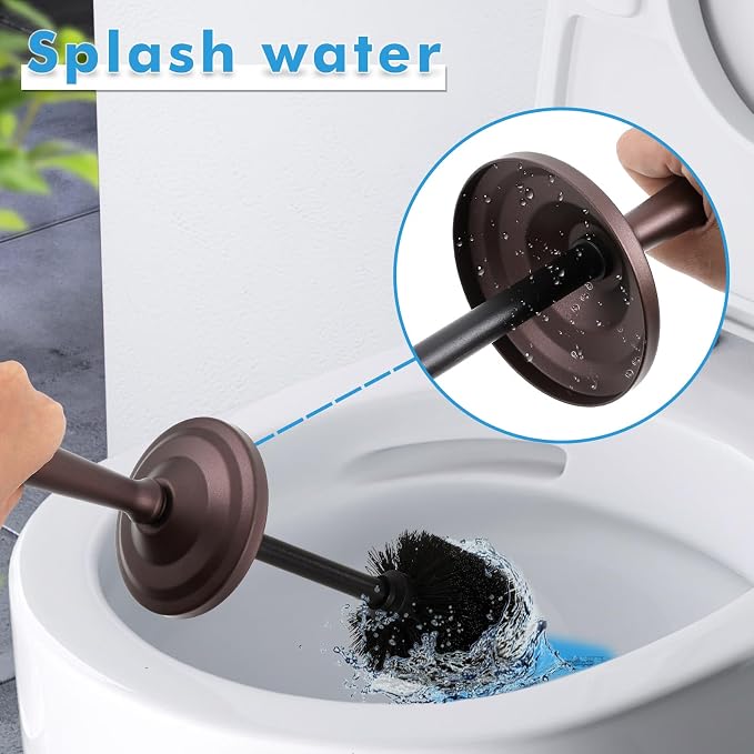 Bronze Toilet Brush and Holder Set,Toilet Bowl Brush and Holder | Heavy Duty Toilet Brush for Bathroom, Stainless Steel Toilet Cleaner Brush,Deep Cleaning,Space Saving,Covered Brush