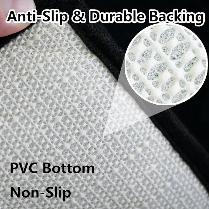 Bathroom Rugs Sets 2 Piece, Extra Soft Chenille Bath Mat Ultra Absorbent Bathroom Rug, Bathroom Mat with Sturdy PVC Non-Slip Bottom, Machine Washable Bath Rugs (20x32 Inch + 16x24 Inch, Black)