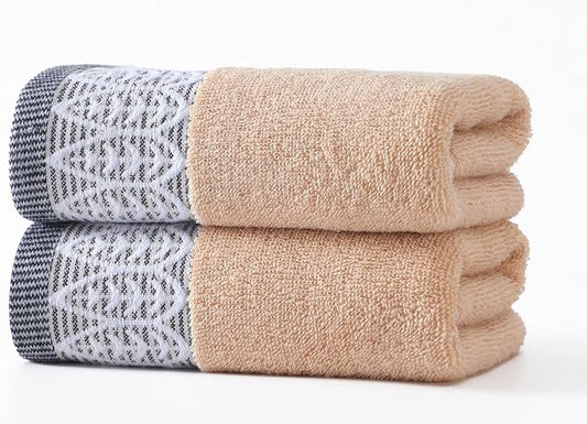 2 Pack Decorative Hand Towels, Leaf Design Cotton | Highly Absorbent Towels Set for Bathroom, Face Spa, Kitchen, 13 x 30 Inches