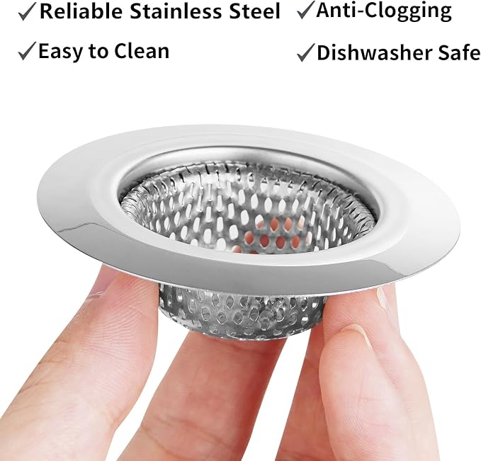 Ohtomber 2PCS 2.79" Stainless Steel Bathtub Drain Strainer Hair Catcher | Fine Mesh Filter Basket, Efficient Hair Trapping, Rust Resistant, For Bathroom Sink Shower Tub Wash Basin, Rustproof