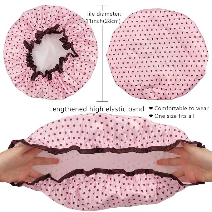 4 Pcs Shower Cap for Women Double Waterproof Layers Reusable Elastic | Elastic, Reusable, Environmental Protection, Double Waterproof Layers