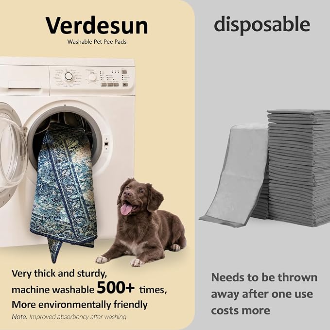 Washable Pee Pads for Dogs 24"x36" 2 Pack Reusable Puppy Potty Pad | Super Absorbent Waterproof NonSlip LeakProof Crate&Playpen Floor Mat for Cats, Rabbits, Guinea Pigs, Whelping & Housebreaking