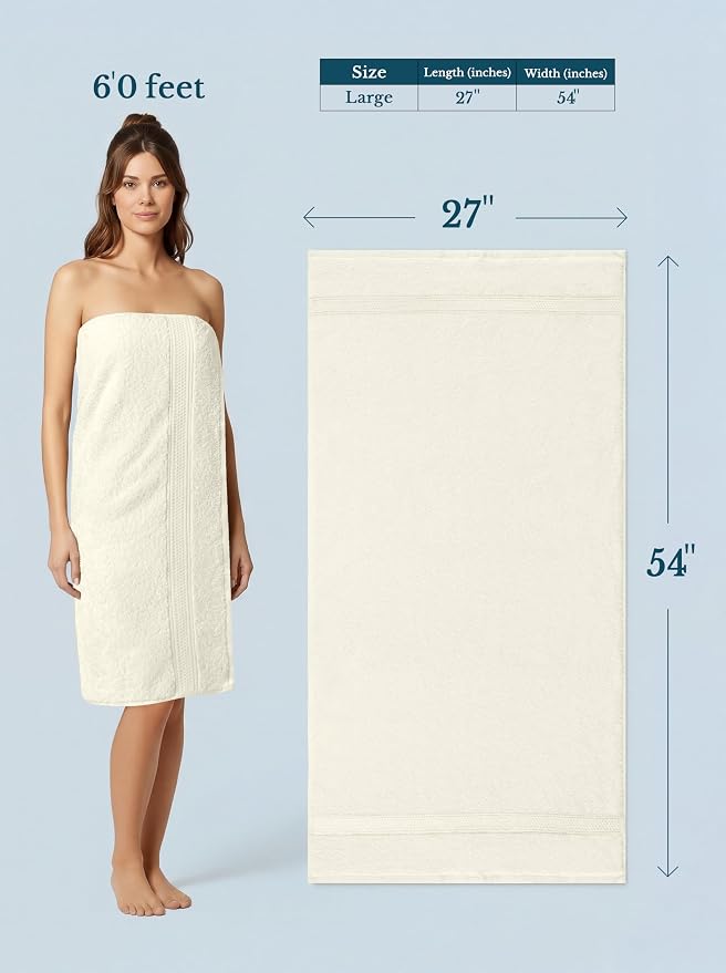 Utopia Towels 8 Pack Premium Bath Towels Set, 27 by 54 Inches, 100% Ring Spun Cotton 600GSM, Lightweight and Highly Absorbent Quick Drying Towels, Perfect for Daily Use, Ivory
