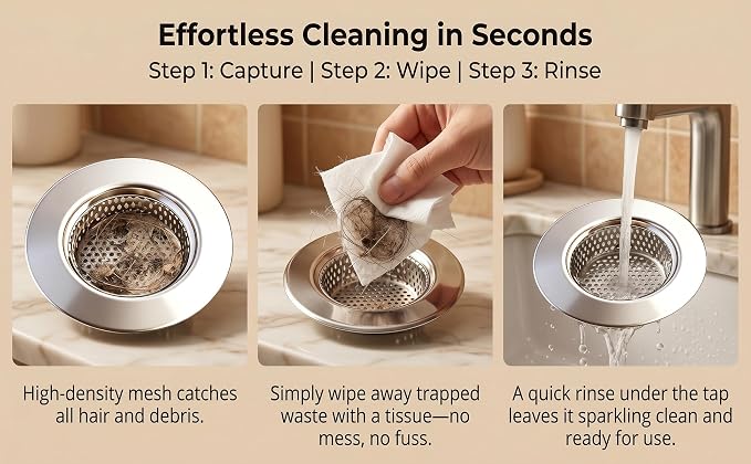 Seatery Bathtub Drain Strainers, Tub Drain Hair Catcher, Stainless Steel Bath Drain Cover Basket, Outer Diameter 3.0 inch/7.7cm, Inner Diameter 1.60 inch/4.0cm, Pack of 2