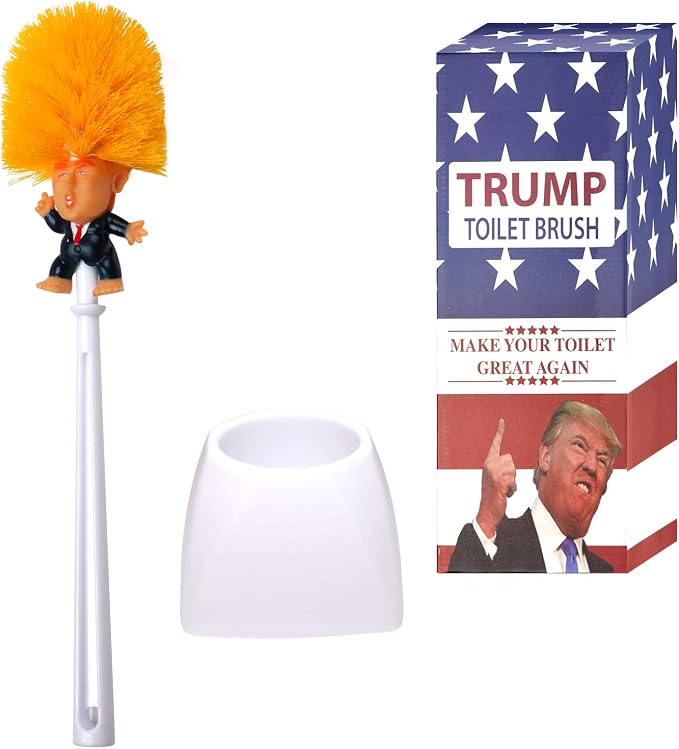 Donald Trump Toilet Brush with Holder, Funny Gag Gift for Your Friends and Family, Make Your Toilet Great Again, The Presidential Novelty Gift