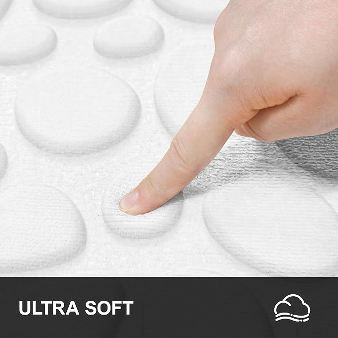 Stone Bath Mats, Non-Slip Memory Foam Bathroom Rug, 16x24 White | TPR Rubber Backing,Ultra Soft,Highly Absorbent,Machine Washable,Quick Dry for Tub and Shower, Home Decor Accessories