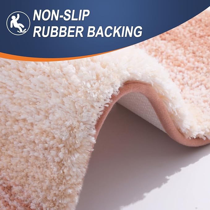 OLANLY Bathroom Runner Rug 59x24, Extra Soft Absorbent Microfiber Bath Rugs | Peach, Non-Slip Quick-Drying Rubber Backing, Machine Washable Long Bath Mat for Floor, Tub and Shower, Home Decor Accessories