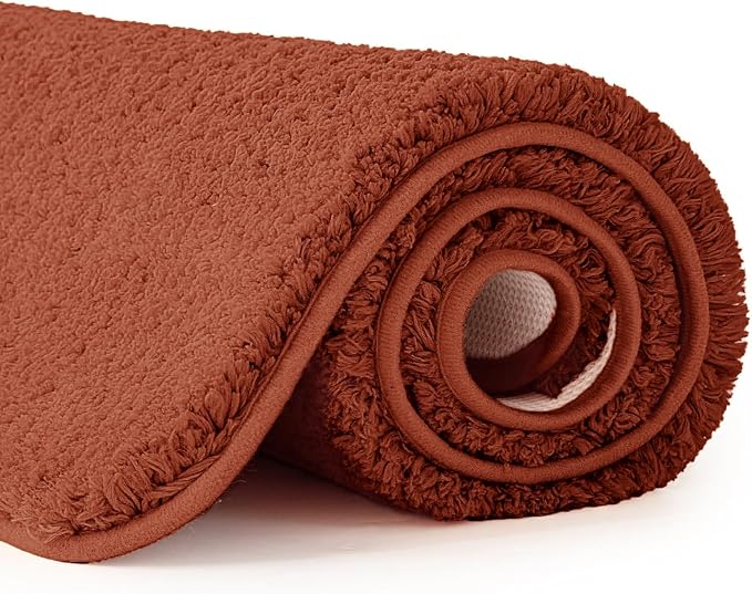 MIULEE Fall Rust Bathroom Rugs Set 2 Piece Small Soft Bath Mats 16x24 Inch | Soft Absorbent Microfiber Bath Rugs, Non Slip, Quick Dry, Fluffy Bath Rugs for Bathroom Floor Tub Showers, Machine Washable