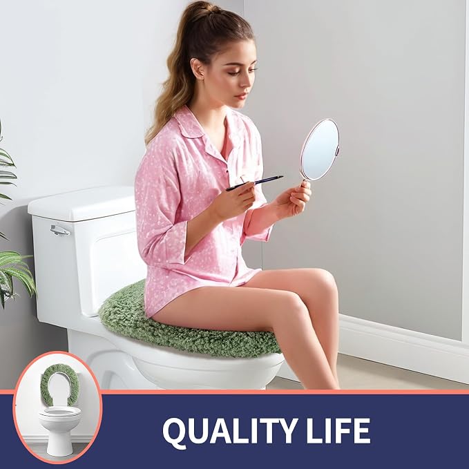 Soft Microfiber Toilet Seat Cover 17.5" x 15" Machine Washable | Solid Toilet Lid Cover Adjustable Rubber Backing Fits Most 16 -17.5" L x 14-16" W Round Oblong and Elongated Toilet Seat
