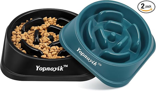 2 Pack Slow Feeder Dog Bowls for Large Dogs | Non-Slip Base, Anti-Choking Design, Reduces Bloating & Overeating, Easy to Clean, 4 Cups