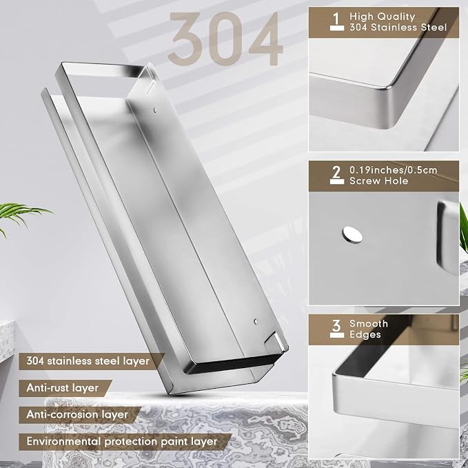 Lallisa 2 Pieces Stainless Steel Shelf Bathroom Shower Floating Shelves Wall Mounted Shower Caddy Basket Shelf Storage Organizer Shelves for Bathroom, Kitchen, Living Room(11.81 Inch/ 30 cm,Silver)