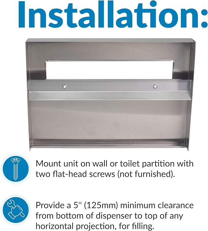 Bobrick 221 Stainless Steel Toilet Seat Cover Dispenser, 15 3/4 x 2 x 11, Satin Finish