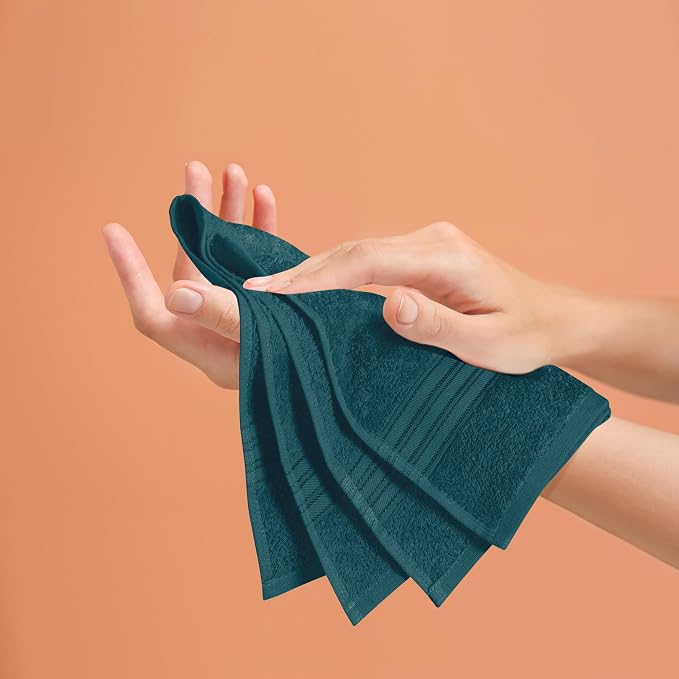 BOUTIQUO Ultra Soft Cotton 6 -Piece Hand Towel Set 16x24 Inch, Ideal for use in Bathroom, Kitchen, Gym, Spa & General Cleaning, Compact & Lightweight Multi Purpose Hand Towels - Teal