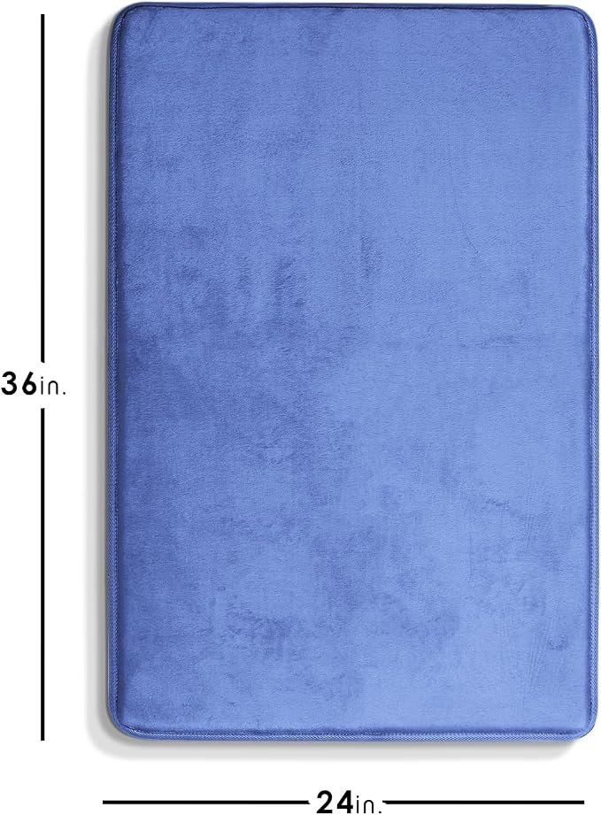 Clara Clark Bathroom Rugs, Velvet Memory Foam Bath Mat, Non-Slip Bath Rugs, Machine Wash, Dries Quickly, Ultra Soft Plush Bath Mats for Bathroom, 24 x 36, Calm Blue