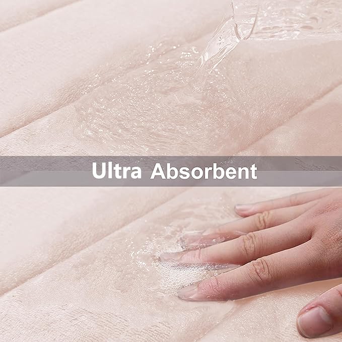 Buganda Memory Foam Bath Mat 35.4 x 24, Ultra Soft Absorbent Bathroom Rugs | Pink, Machine Washable Quick Dry Bath Mats for Bathroom Floor, Shower and Tub, Home Decor Accessories