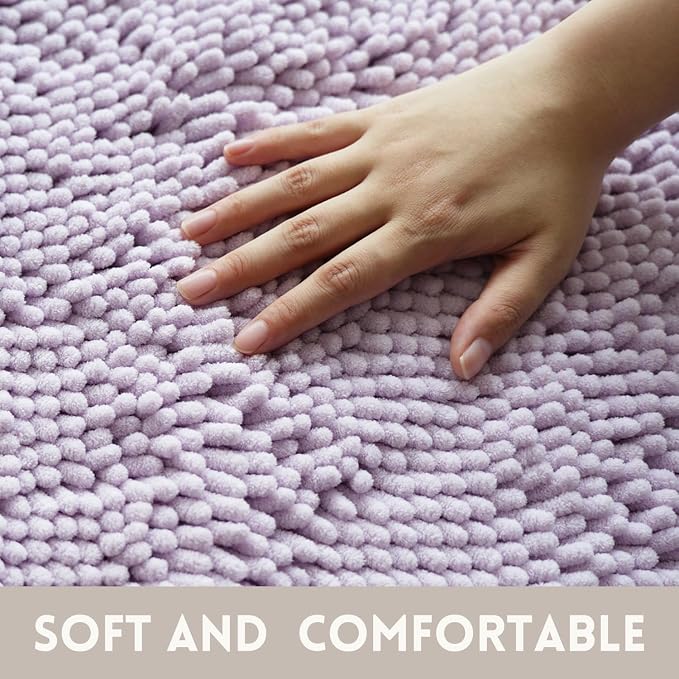 Bathroom Rugs Sets 2 Piece, PVC Backing Quick Dry, Machine Washable Bath Mats for Bathroom Floor-Lavender