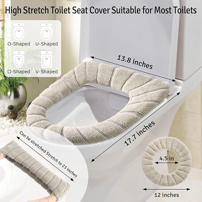 Legigo 5 Pack Toilet Seat Cover, Soft Toilet Seat Warmer Pads for Bathroom | Warmth, Comfort & Easy to Install, Toilet Seat Cushion Covers, Washable and Stretchable