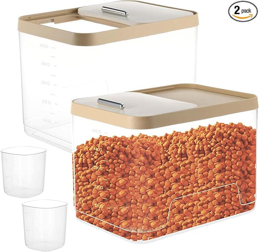 2 Pack 10 lb Dog Food Storage Container Airtight Pet Food Storage Container Cat Food Container Clear Pet Food Storage Bin