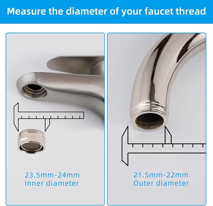 Hibbent NSF/ANSI/CAN 61 Certified 360 Degree Swivel Sink Faucet Aerator, CUPC Certification Big Angle Water Saving Dual Function Kitchen Faucet Aerator,55/64 Inch Female Thread, Brushed-Nickel