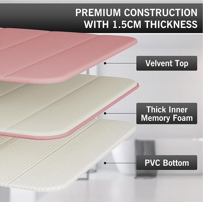 Coral Pink Bathroom Rugs Set 2 Piece Memory Foam Bath Rugs Non-Slip Bath Mat,Washable Room Mats,Absorbent Shaggy Rugs Super Soft Kitchen Mats, Batroom Carpets for Bathroom,Tub,Shower Home Decor