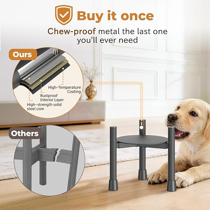 Elevated Dog Bowl Stand for Small Medium Breed, 2 Pack 10in Tall Holder | Adjustable Width 6-10in,Non-Slip Metal Puppy Food Water Raised Feeder, Fits Various Size Ceramic Stainless Steel Bowl