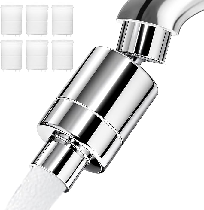 360° Twist Faucet Aerator, 304 Stainless Steel Water Filter for Sink Faucet, Reduces Heave Metal,Chlorine for Tap Water, Universal Filter Faucet for Kitchen & Bathroom, 7 Replacement Filters