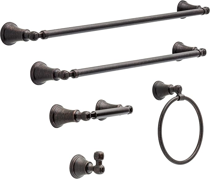 Delta Woodhurst (1-Pack) Hand Towel Holder Venetian Bronze Towel Racks for Bathroom Wall Round Towel Ring Holder for Bath Towel Hanger for Kitchen, Bathroom Accessories 73246-RB