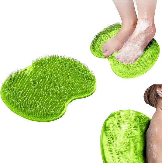 Shower Foot Scrubber Mat with 3 Types of Upgraded Brushes for Massage, Shower Back Scrubber with Micro Suction Cups,Non Slip Bathtub Shower Scrubber for Body at Home Spa(Sage)
