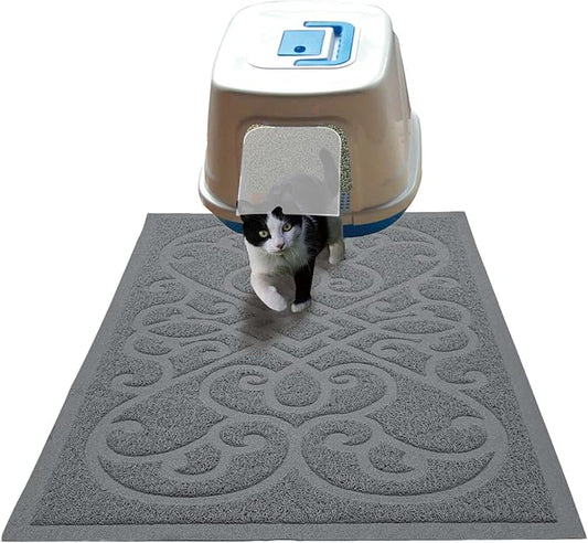 PetLike Cat Litter Box Mat, Thick Kitty Litter Trapping Mat, Durable,Waterproof &Washable with Non-Slip Backing, Soft on Kitty Paws and Easy to Clean, BPA Free